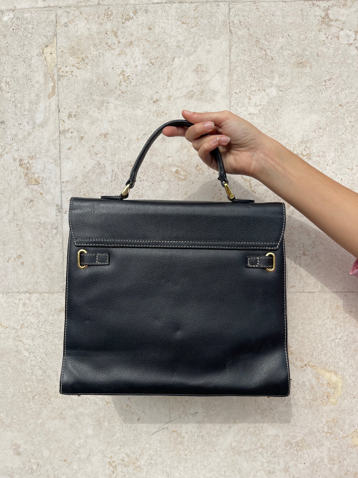 REAL BLACK LEATHER HANDBAG
