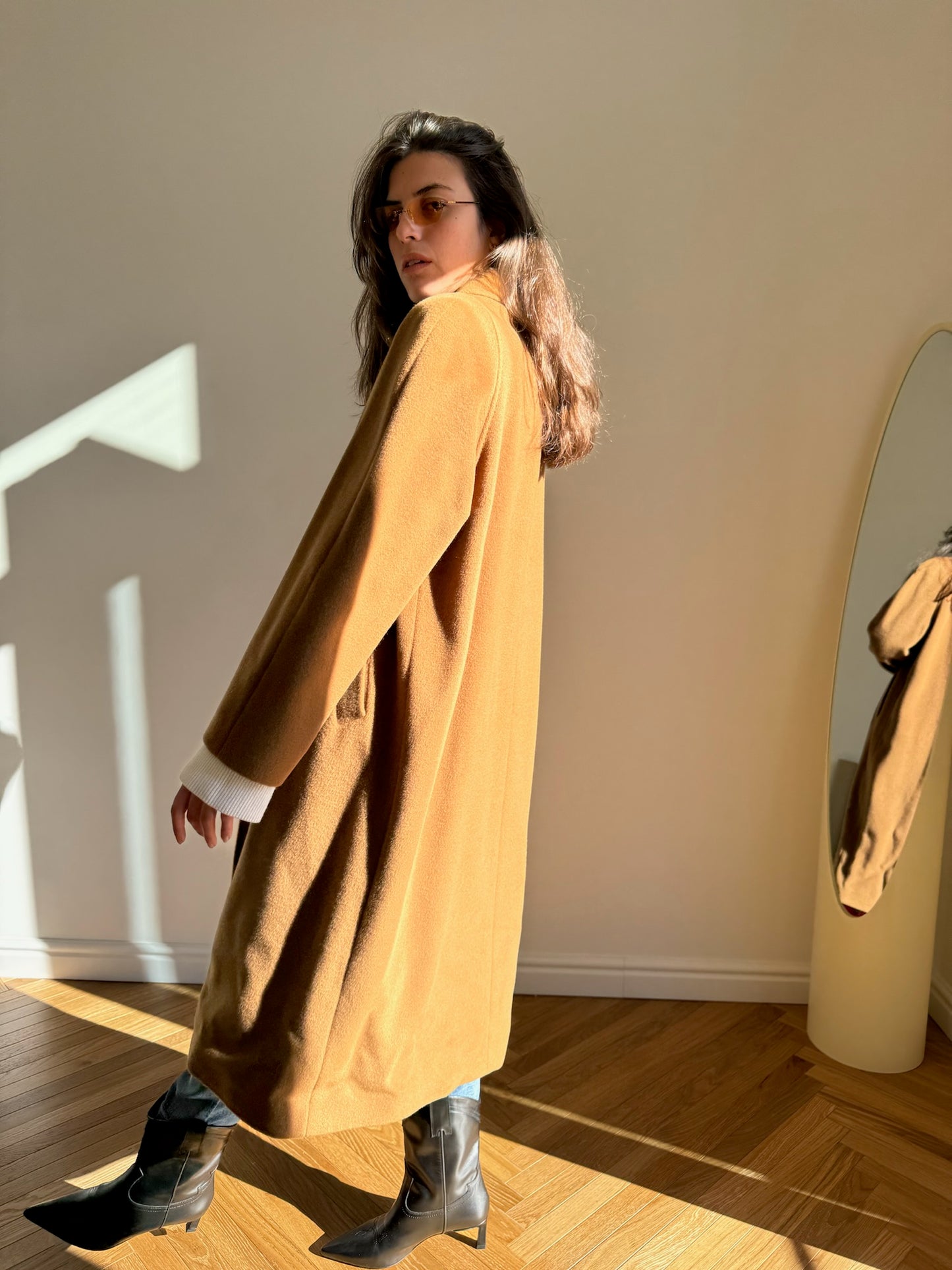 LONG CAMEL COAT IN WOOL
