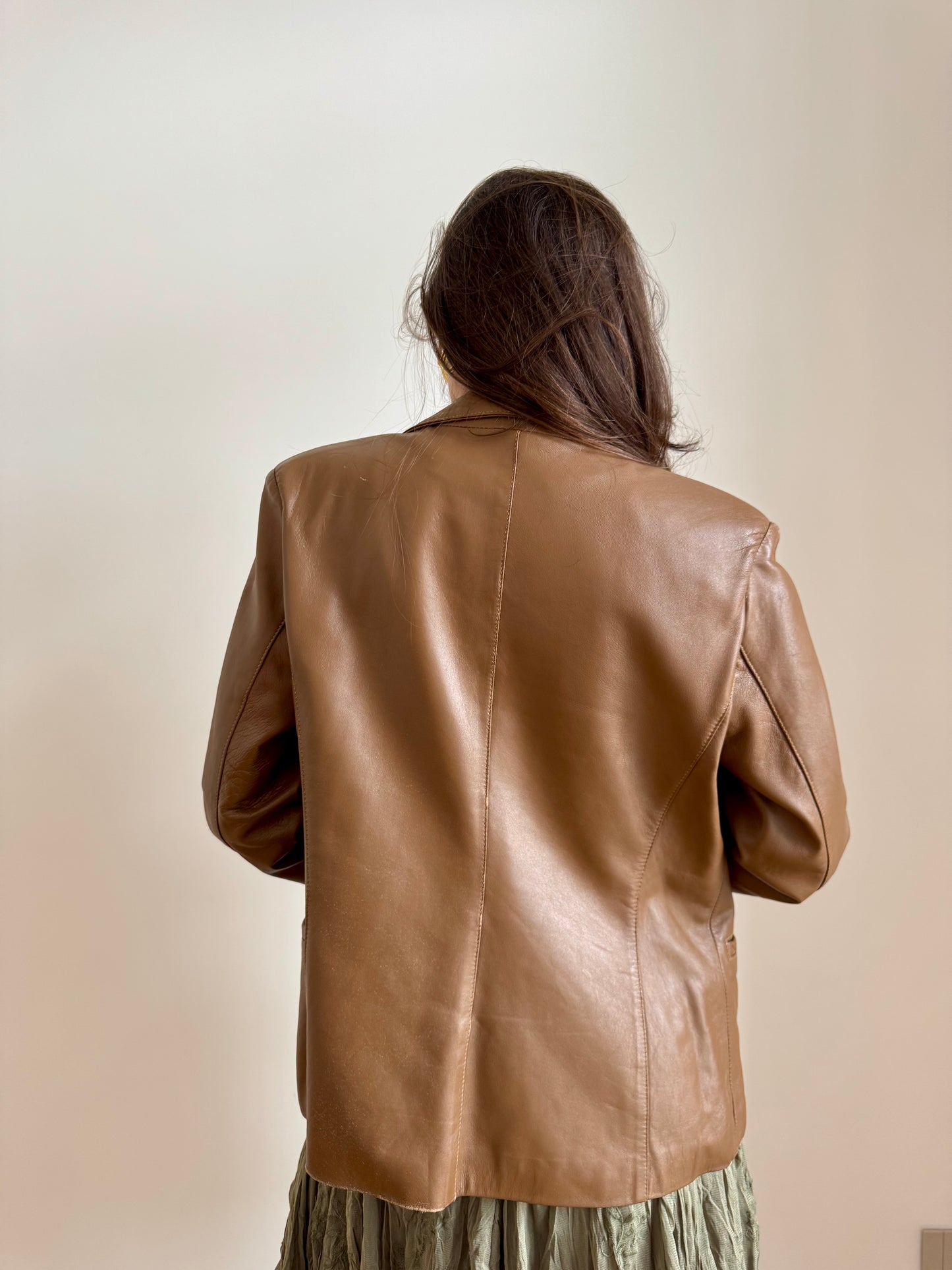 BLAZER IN PELLE MARRONE CUOIO