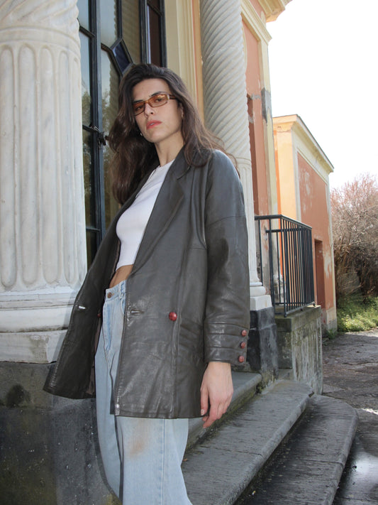 GIACCA IN VERA PELLE IN VERDE OLIVA