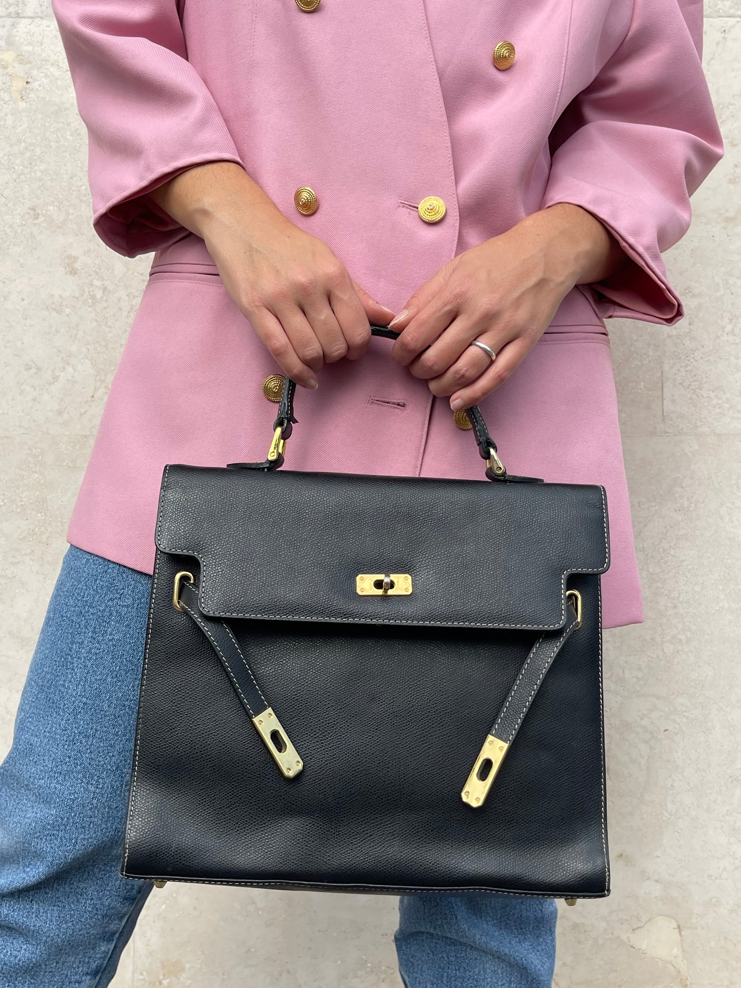 REAL BLACK LEATHER HANDBAG