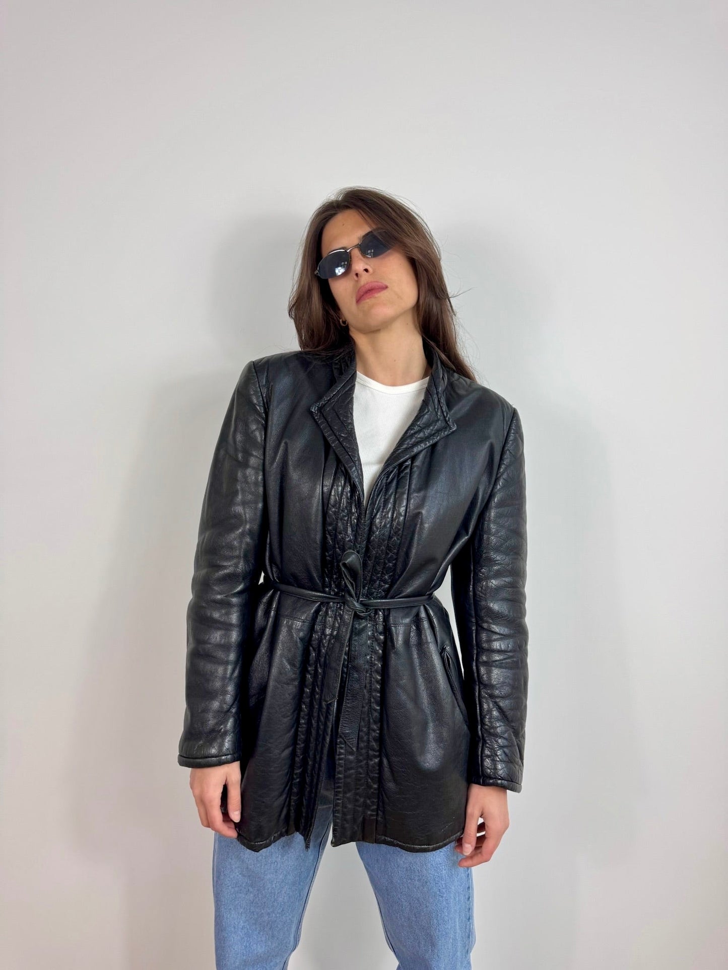 GIACCA IN VERA PELLE CON CINTURA