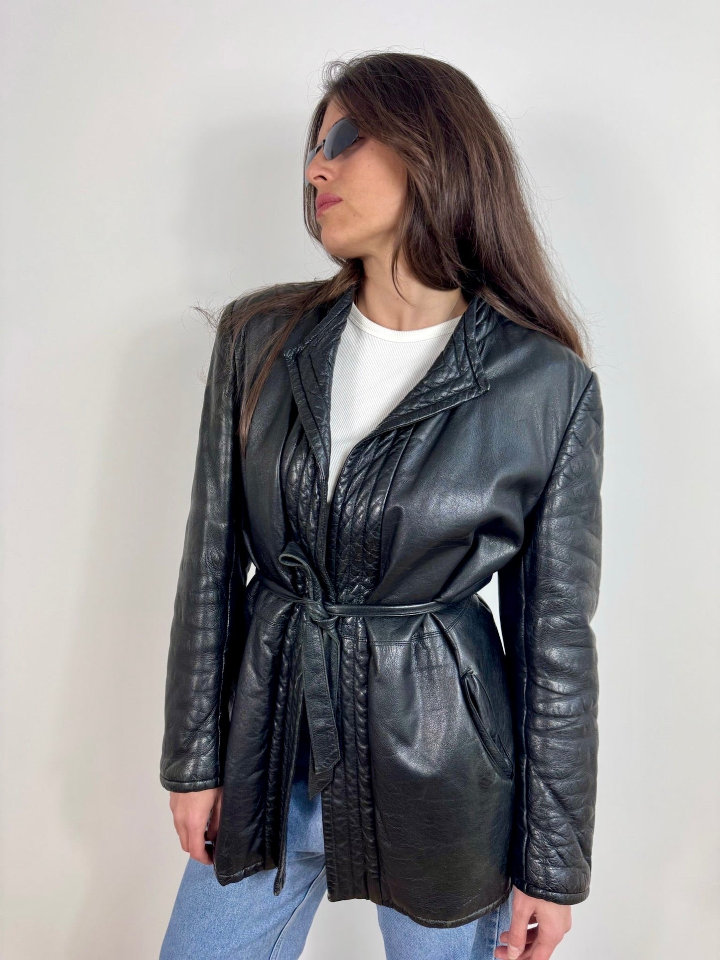 GIACCA IN VERA PELLE CON CINTURA
