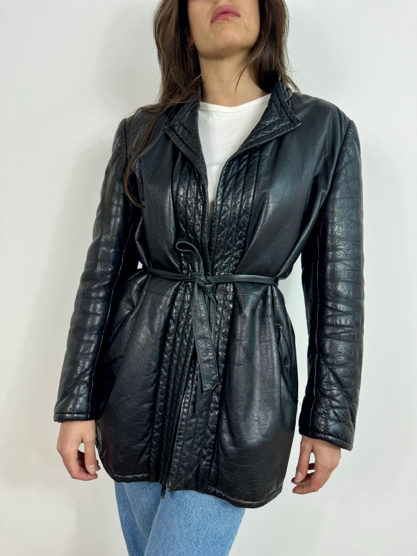 GIACCA IN VERA PELLE CON CINTURA