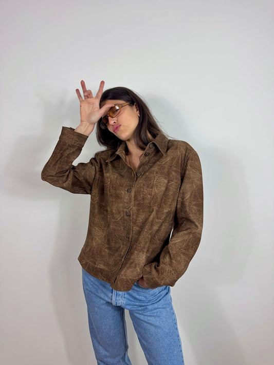 CAMICIA VINTAGE MARRONE EFFETTO OLD