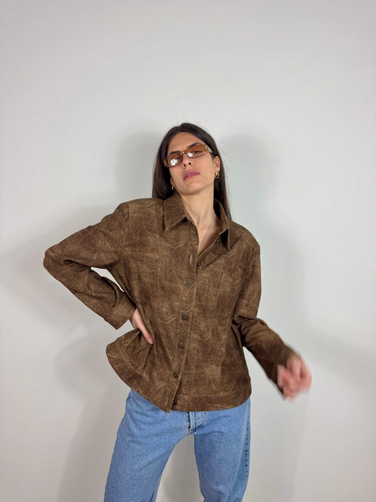 CAMICIA VINTAGE MARRONE EFFETTO OLD