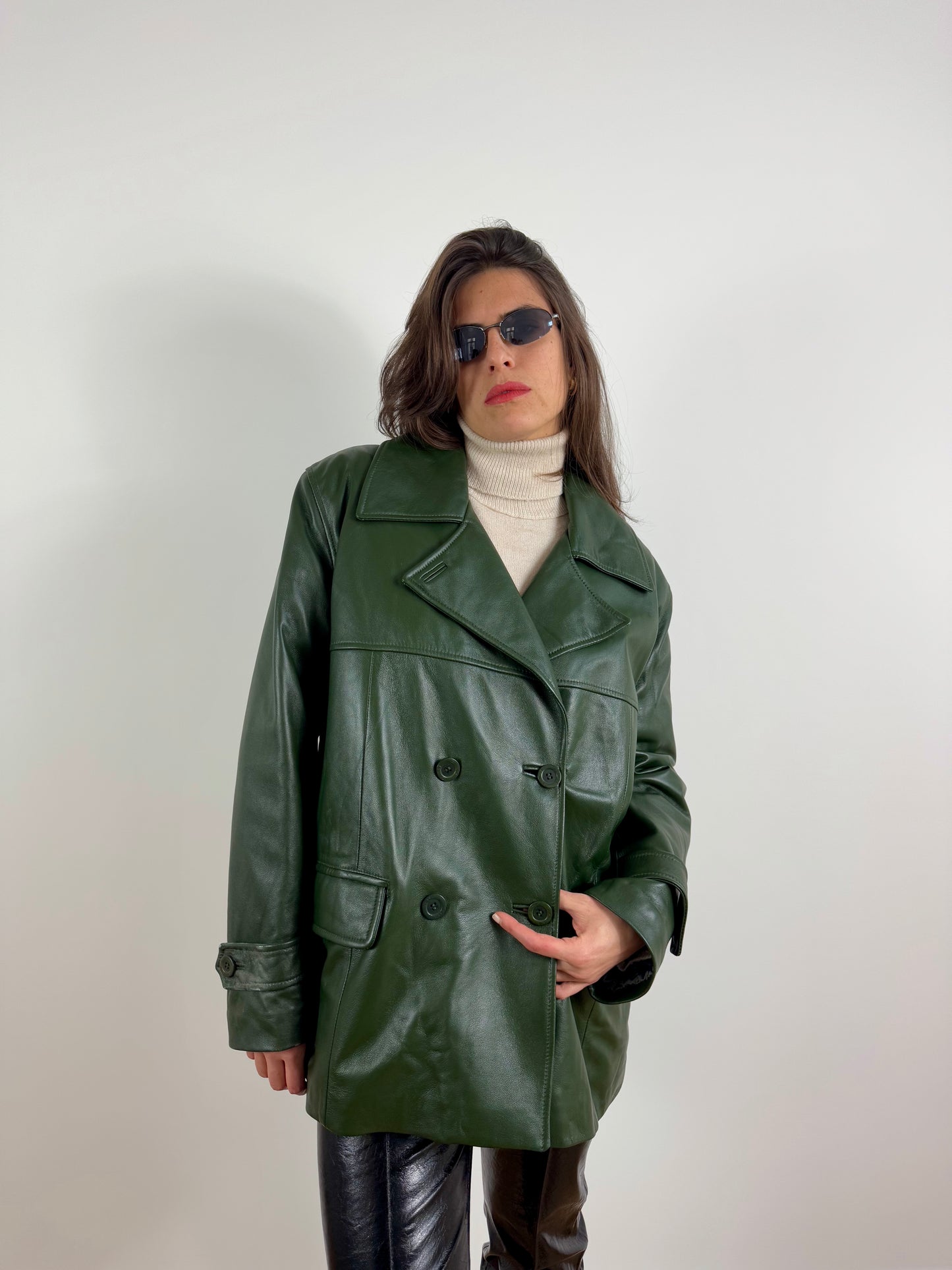 GIACCA VERDE IN VERA PELLE