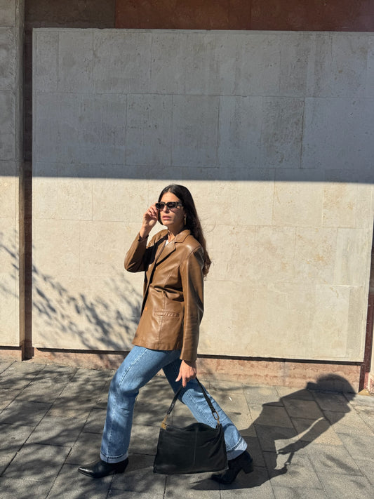 BORSA VINTAGE NERA IN VERA PELLE