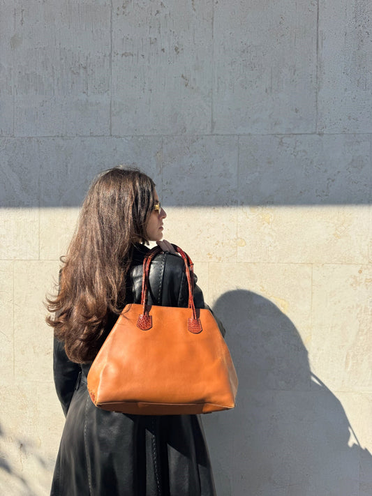 TOTE BAG MARRONE IN PELLE