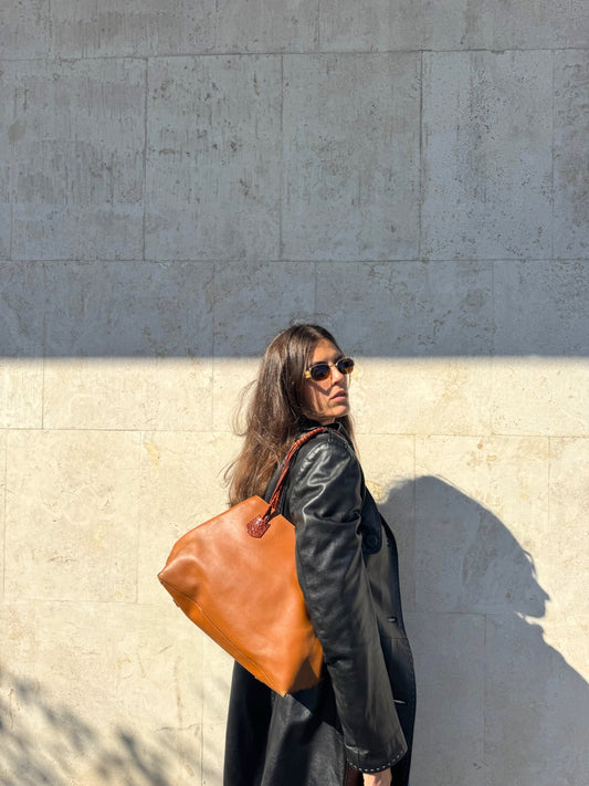 TOTE BAG MARRONE IN PELLE