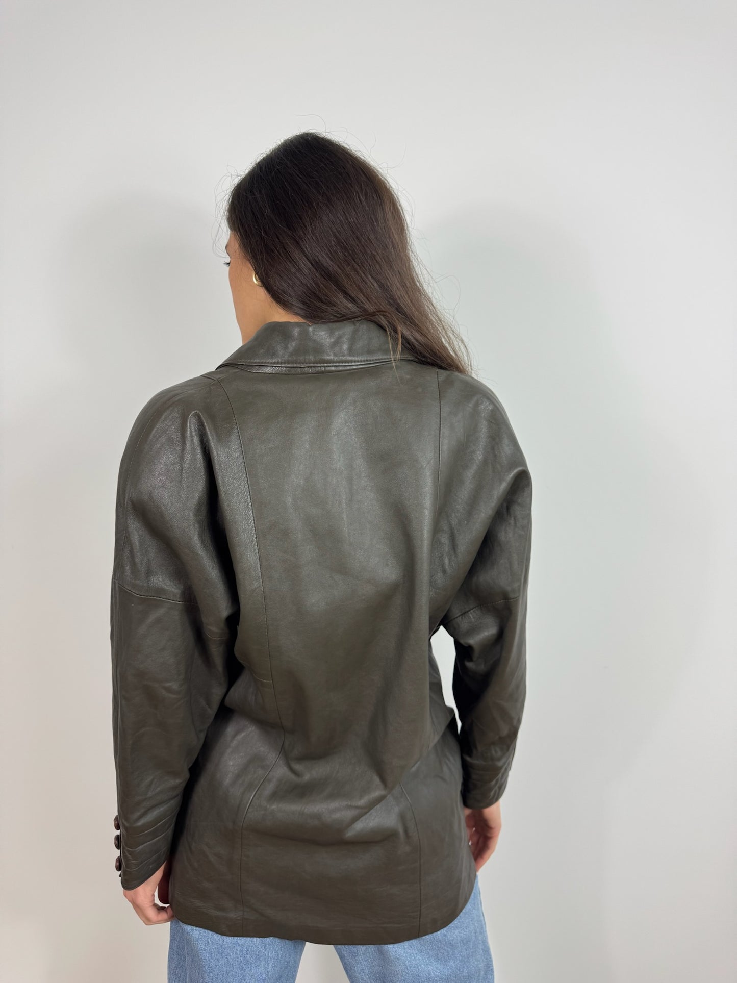 GIACCA IN VERA PELLE IN VERDE OLIVA