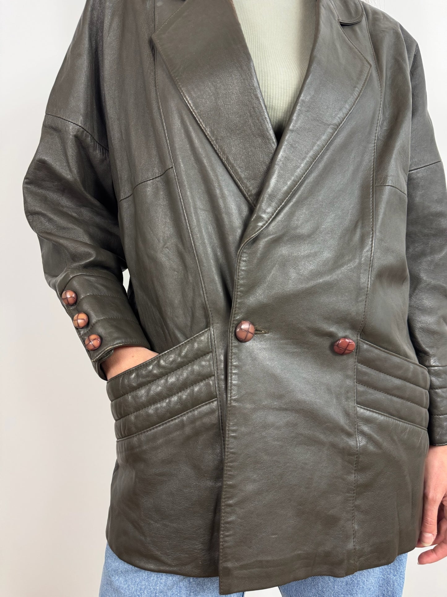 GIACCA IN VERA PELLE IN VERDE OLIVA