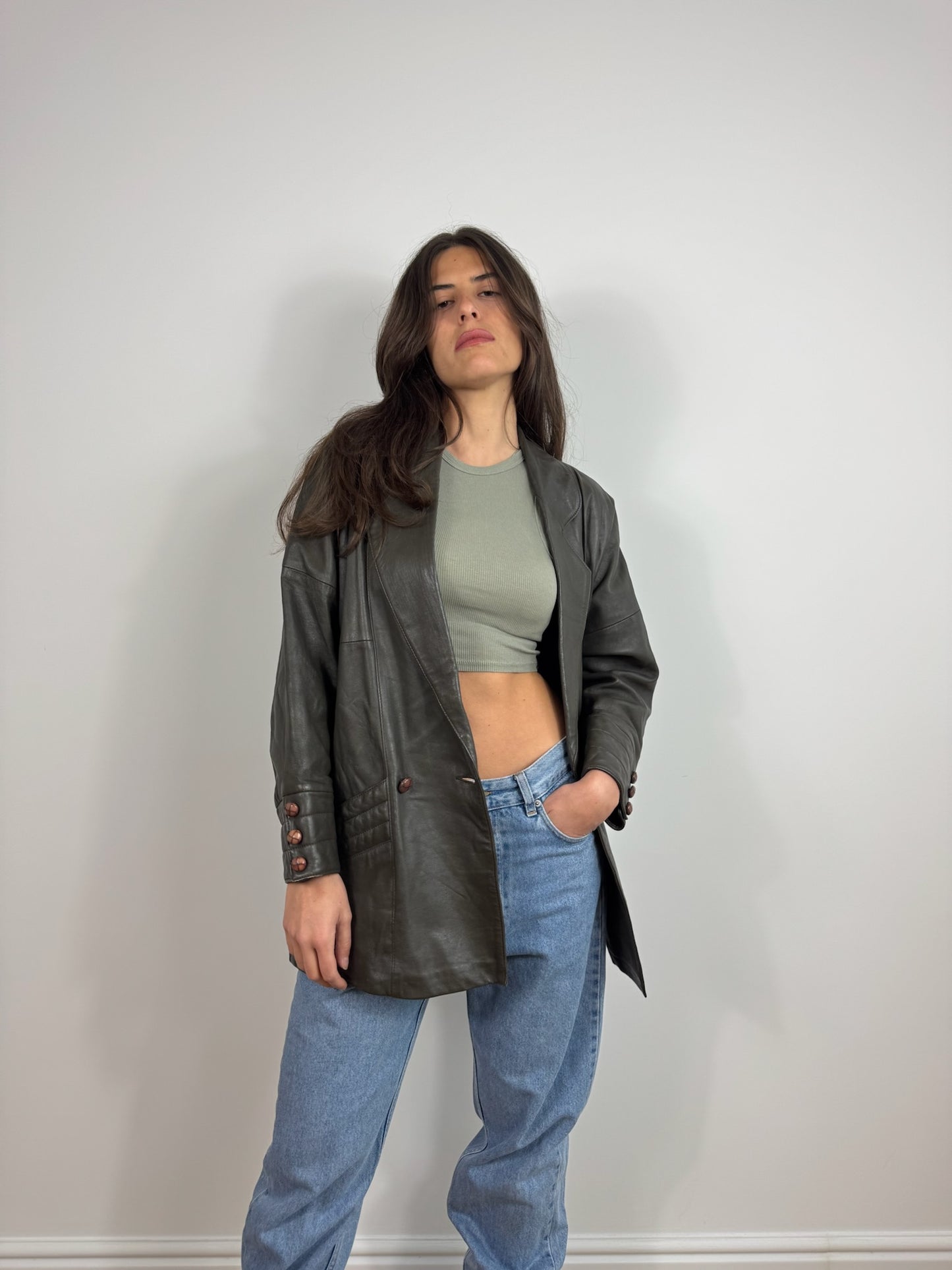 GIACCA IN VERA PELLE IN VERDE OLIVA