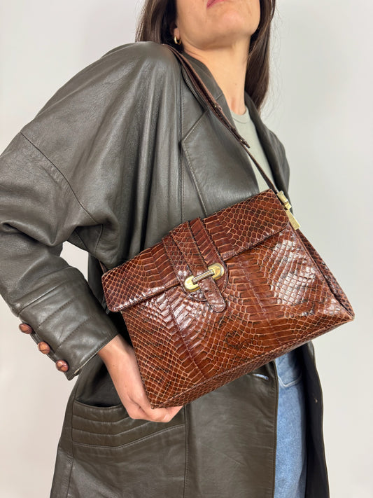 BORSA A MANO E TRACOLLA EFFETTO PITONE