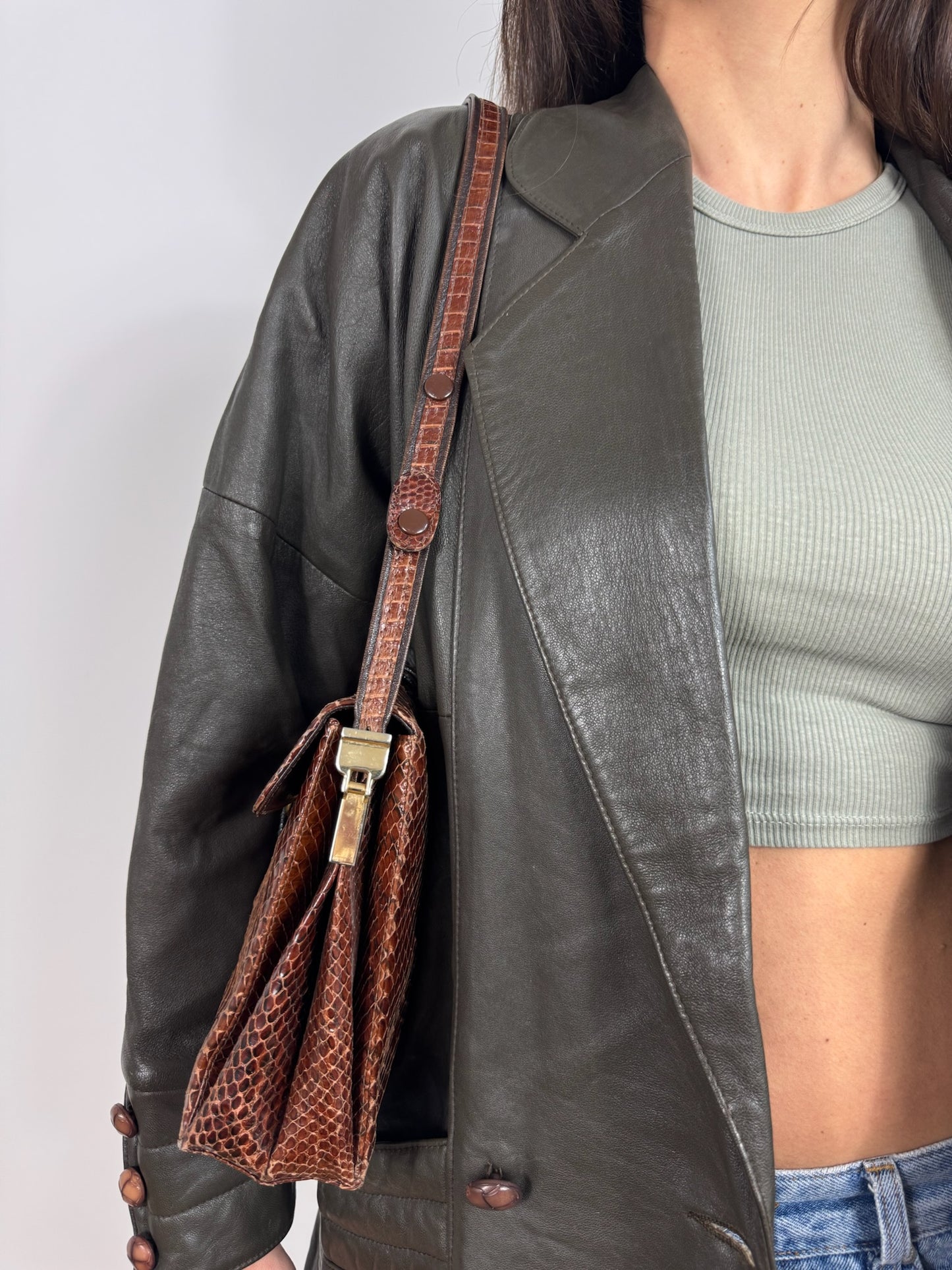 BORSA A MANO E TRACOLLA EFFETTO PITONE