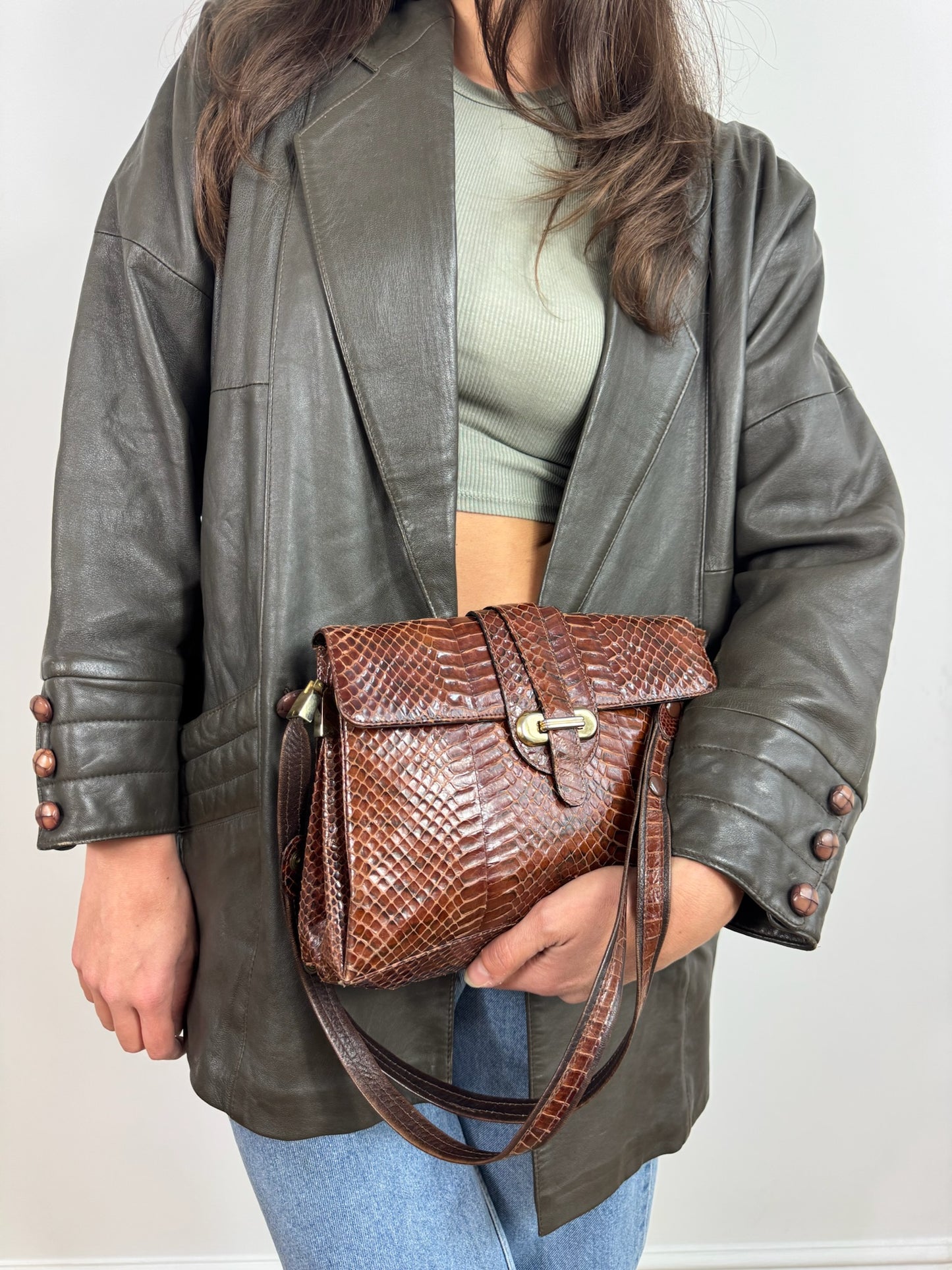 BORSA A MANO E TRACOLLA EFFETTO PITONE