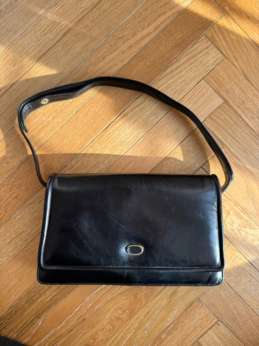 BORSA A SPALLA NERA IN VERA PELLE