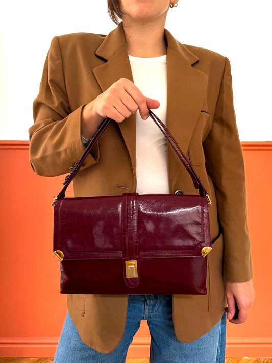 BORSA A SPALLA BORDEAUX IN PELLE