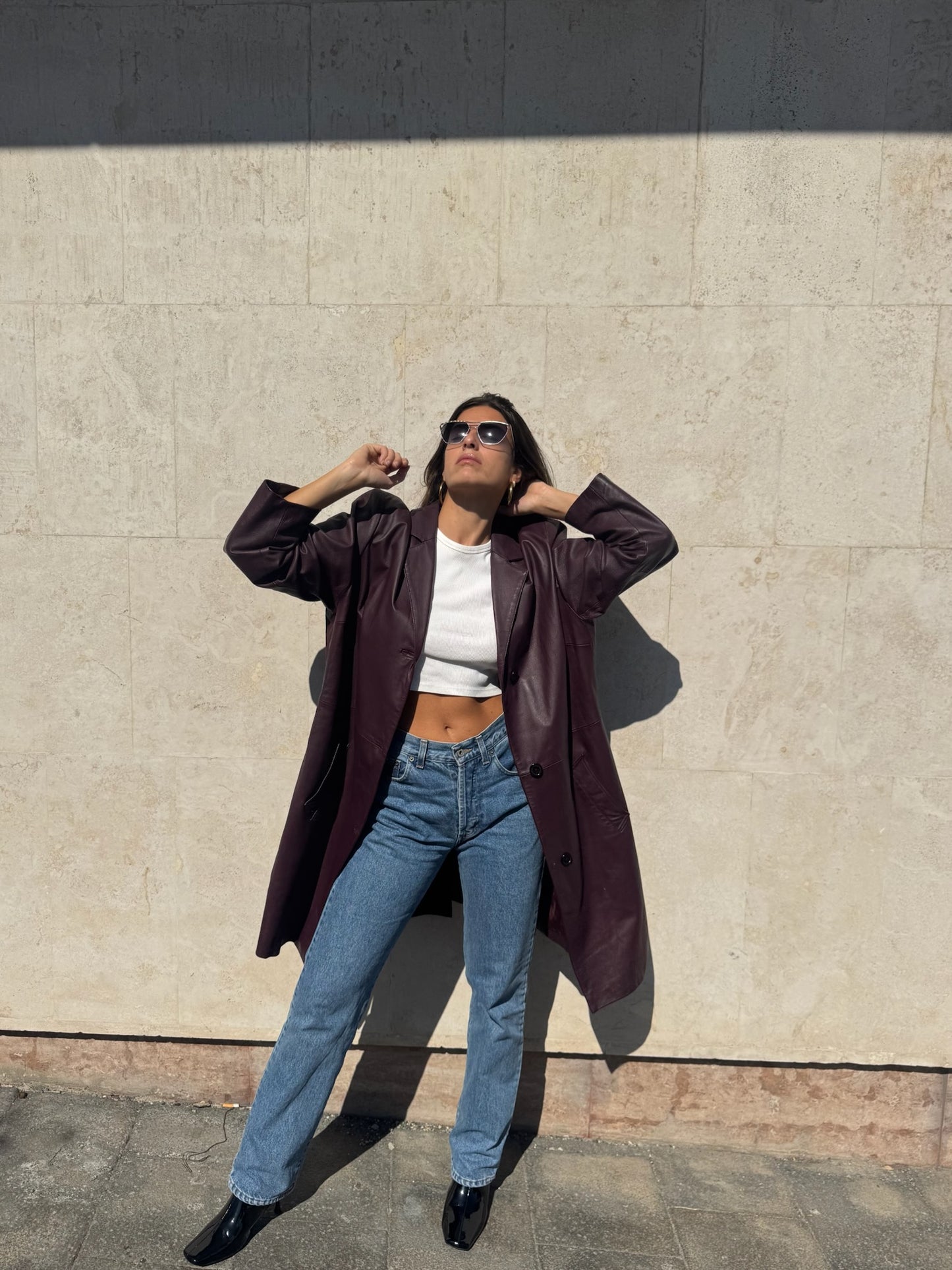 CAPPOTTO PRUGNA IN VERA PELLE