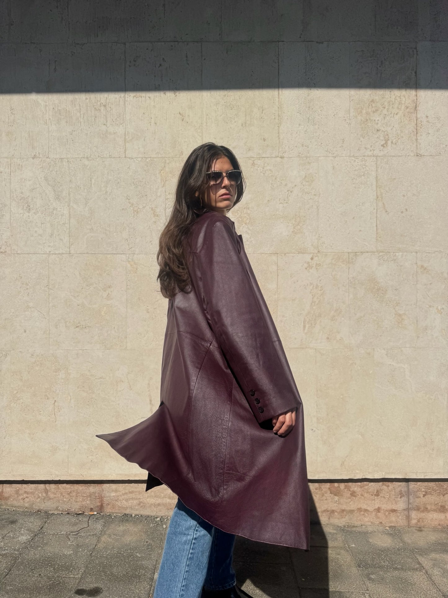 CAPPOTTO PRUGNA IN VERA PELLE