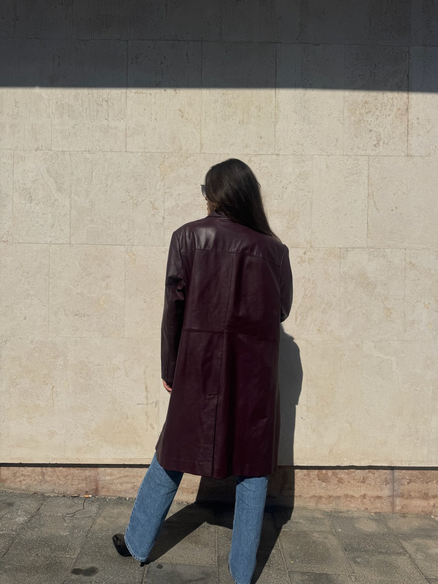 CAPPOTTO PRUGNA IN VERA PELLE