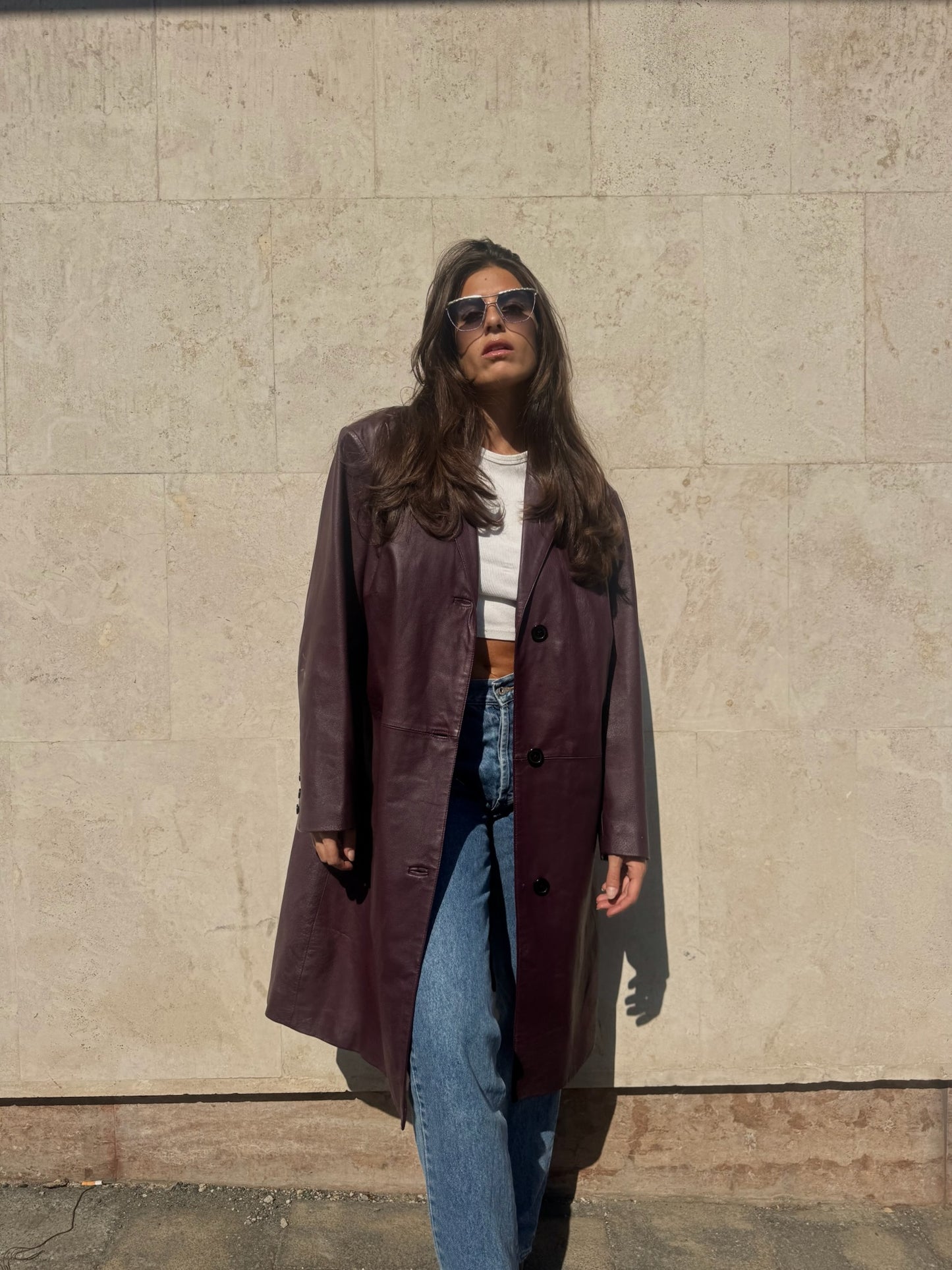 CAPPOTTO PRUGNA IN VERA PELLE