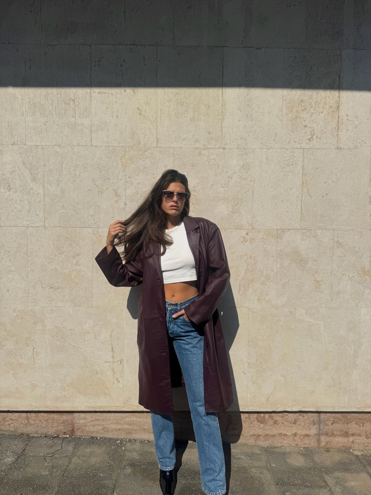 CAPPOTTO PRUGNA IN VERA PELLE