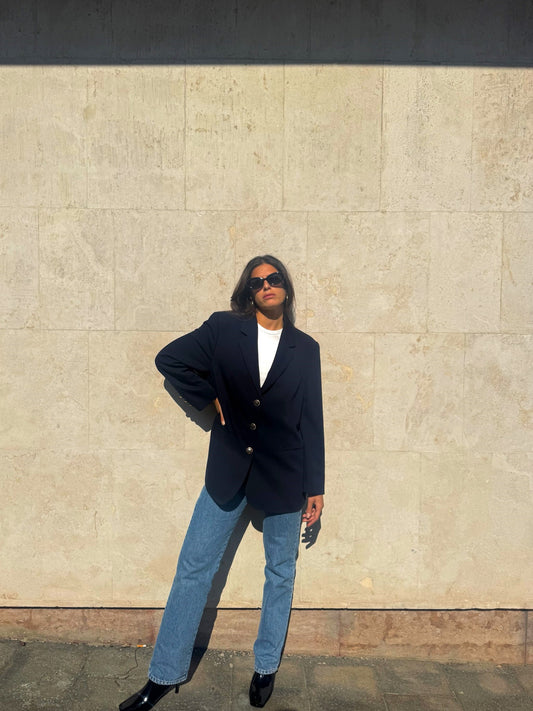 BLAZER BLU NAVY IN LANA