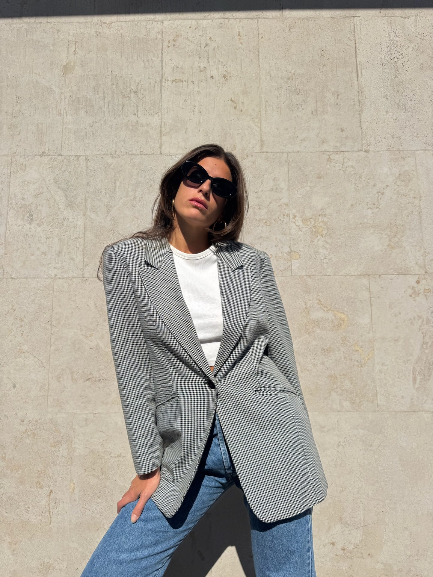 BLAZER IN PIED DE POULE B/W