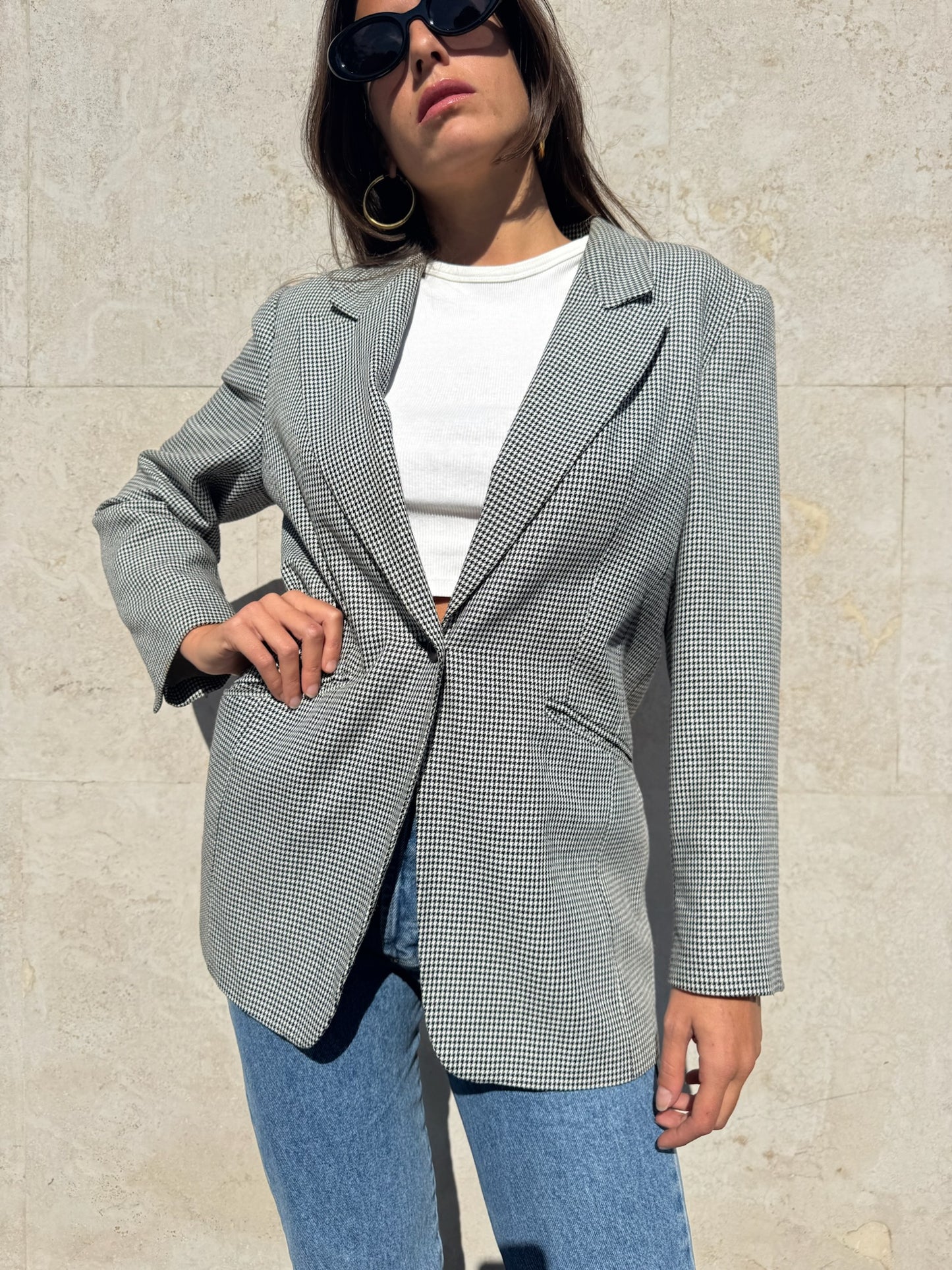 BLAZER IN PIED DE POULE B/W