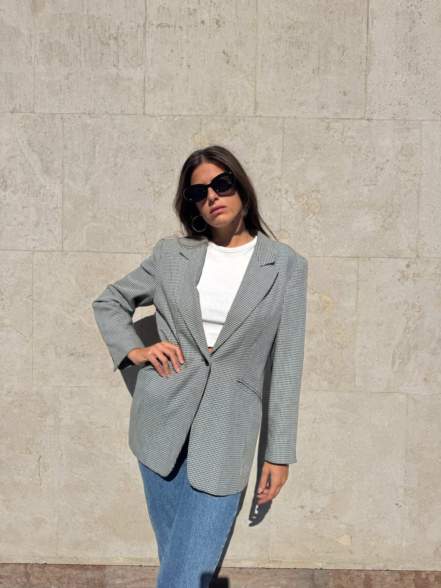 BLAZER IN PIED DE POULE B/W