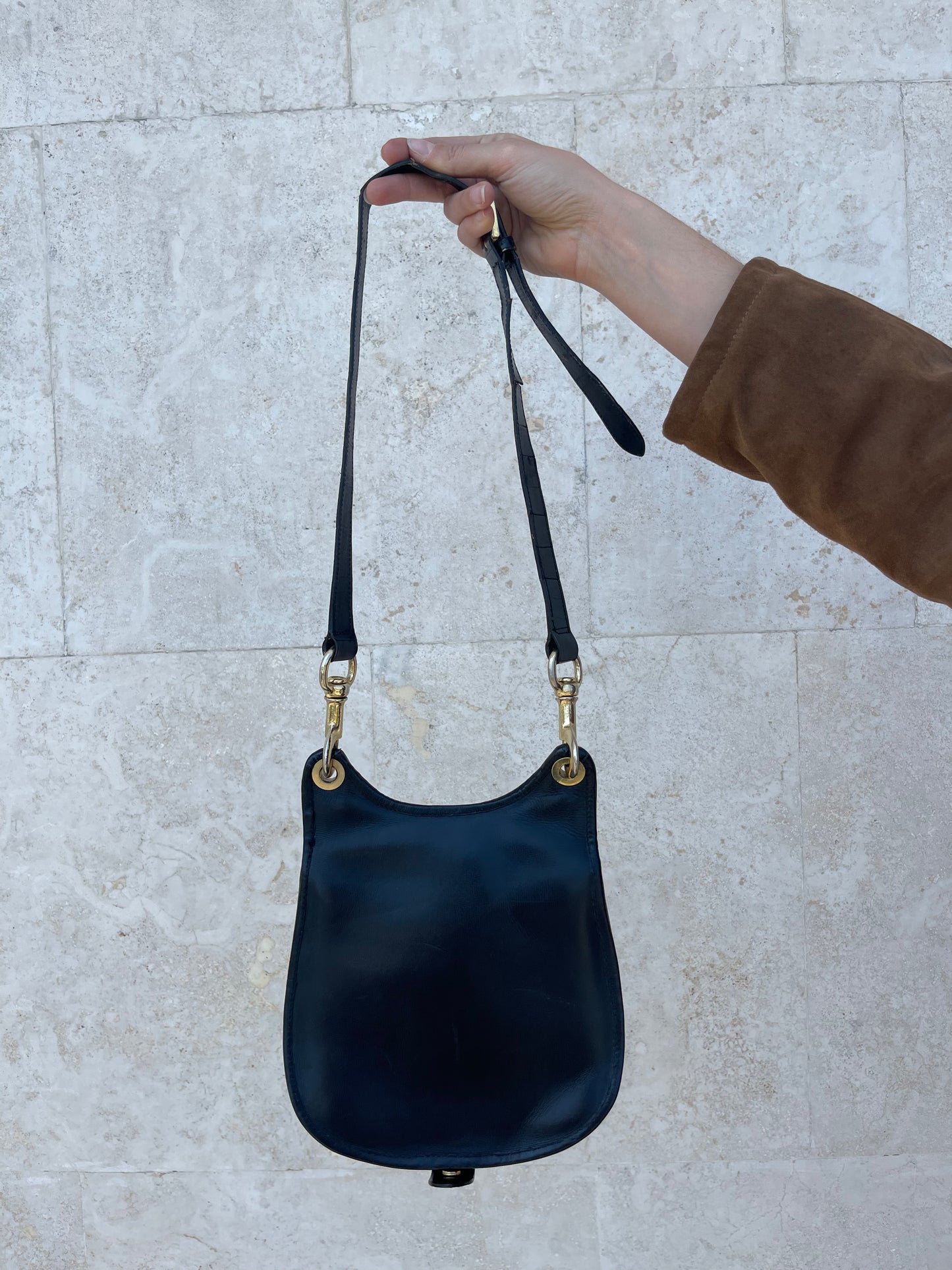 BORSA IN VERA PELLE CROC EFFECT