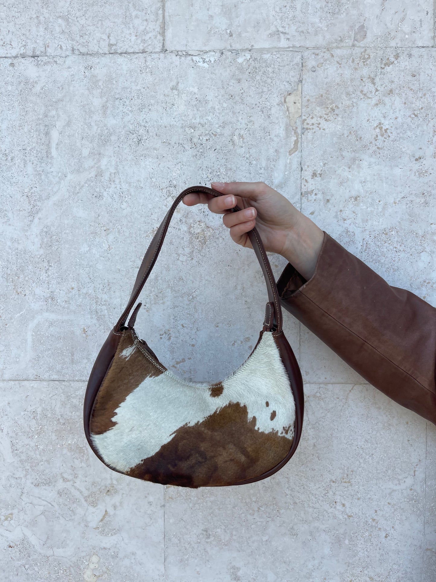 Borsa a spalla pelle e animalier