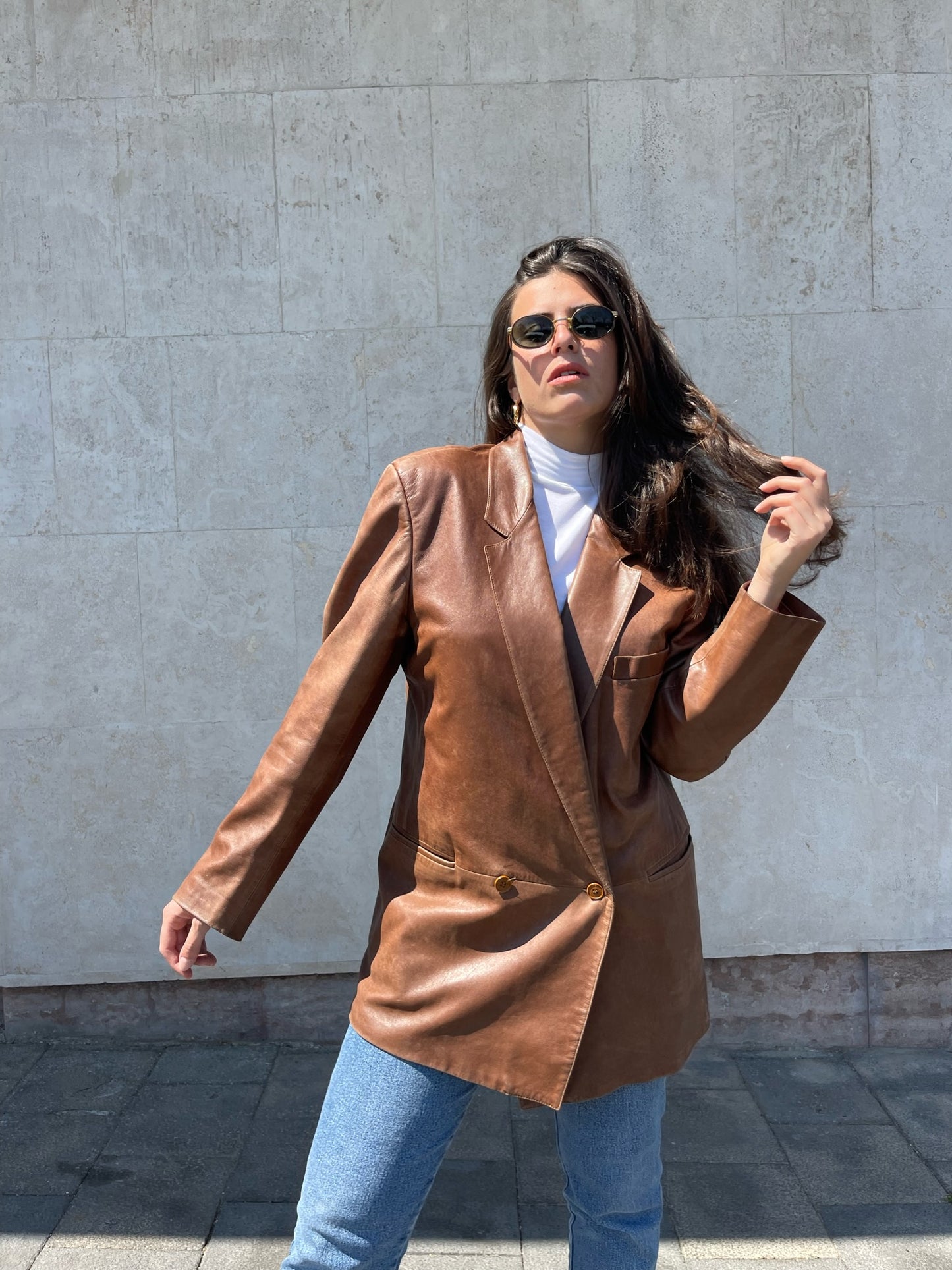BLAZER DOPPIO PETTO IN PELLE