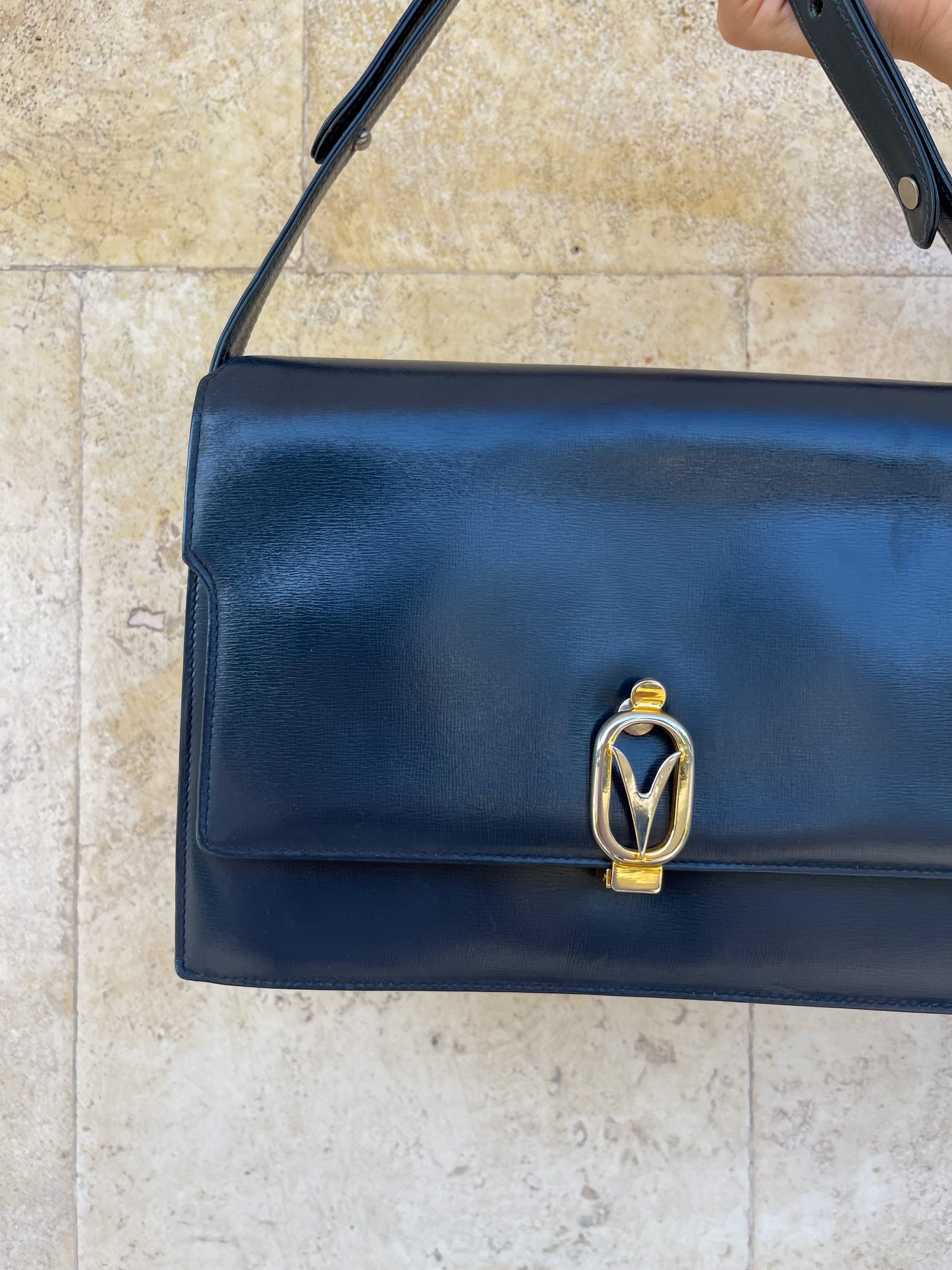 BORSA IN VERA PELLE BLU