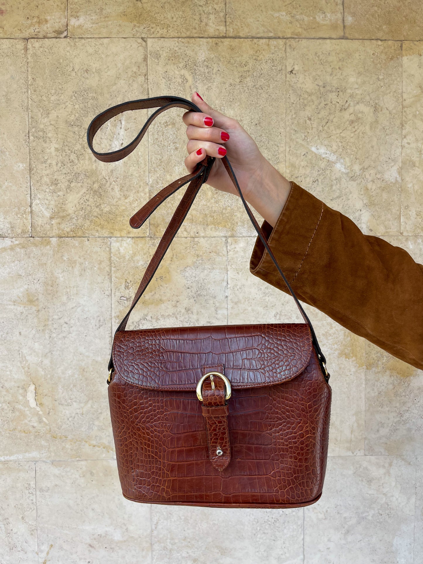 BORSA A TRACOLLA CROC EFFECT