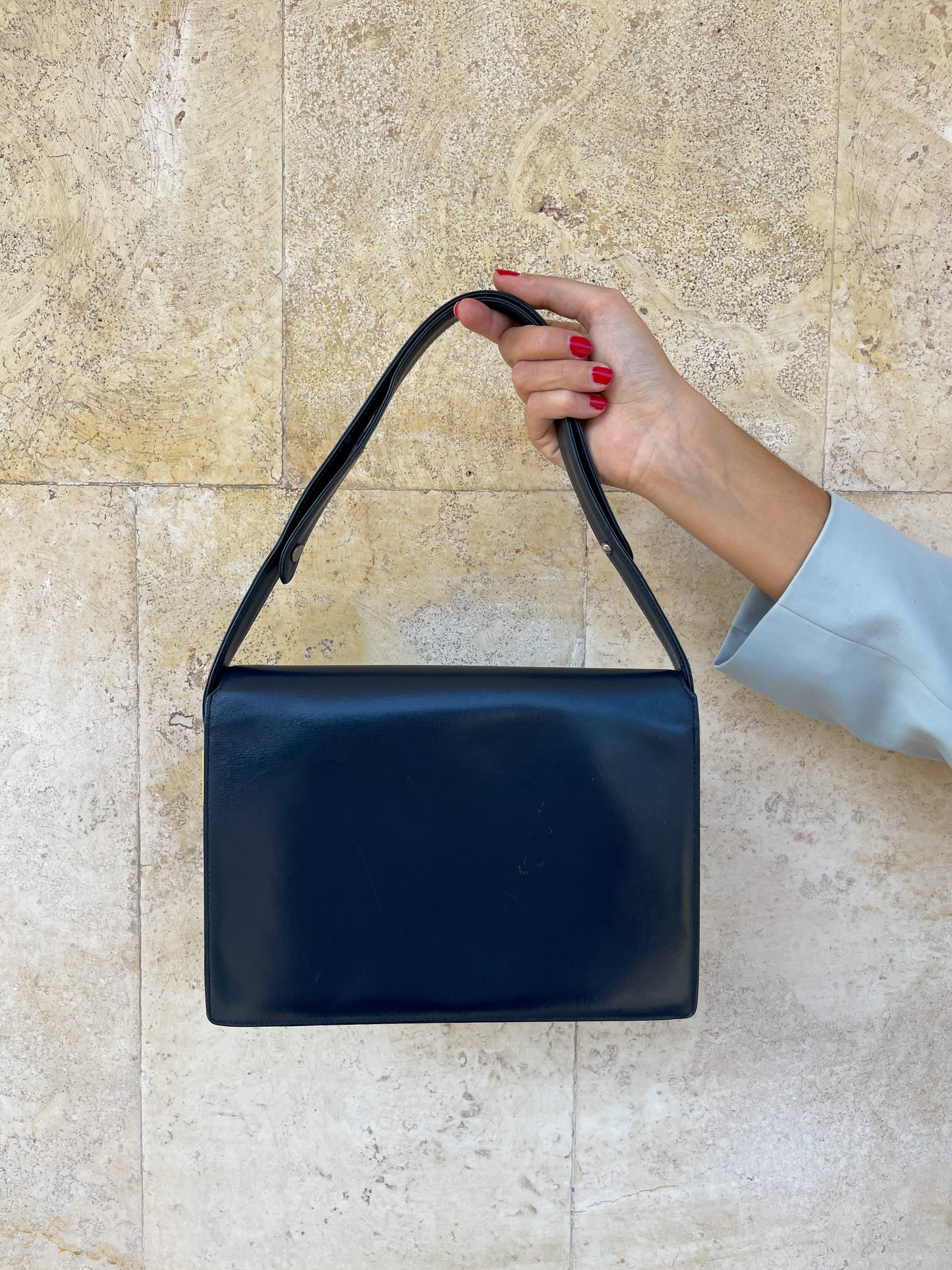 BORSA IN VERA PELLE BLU