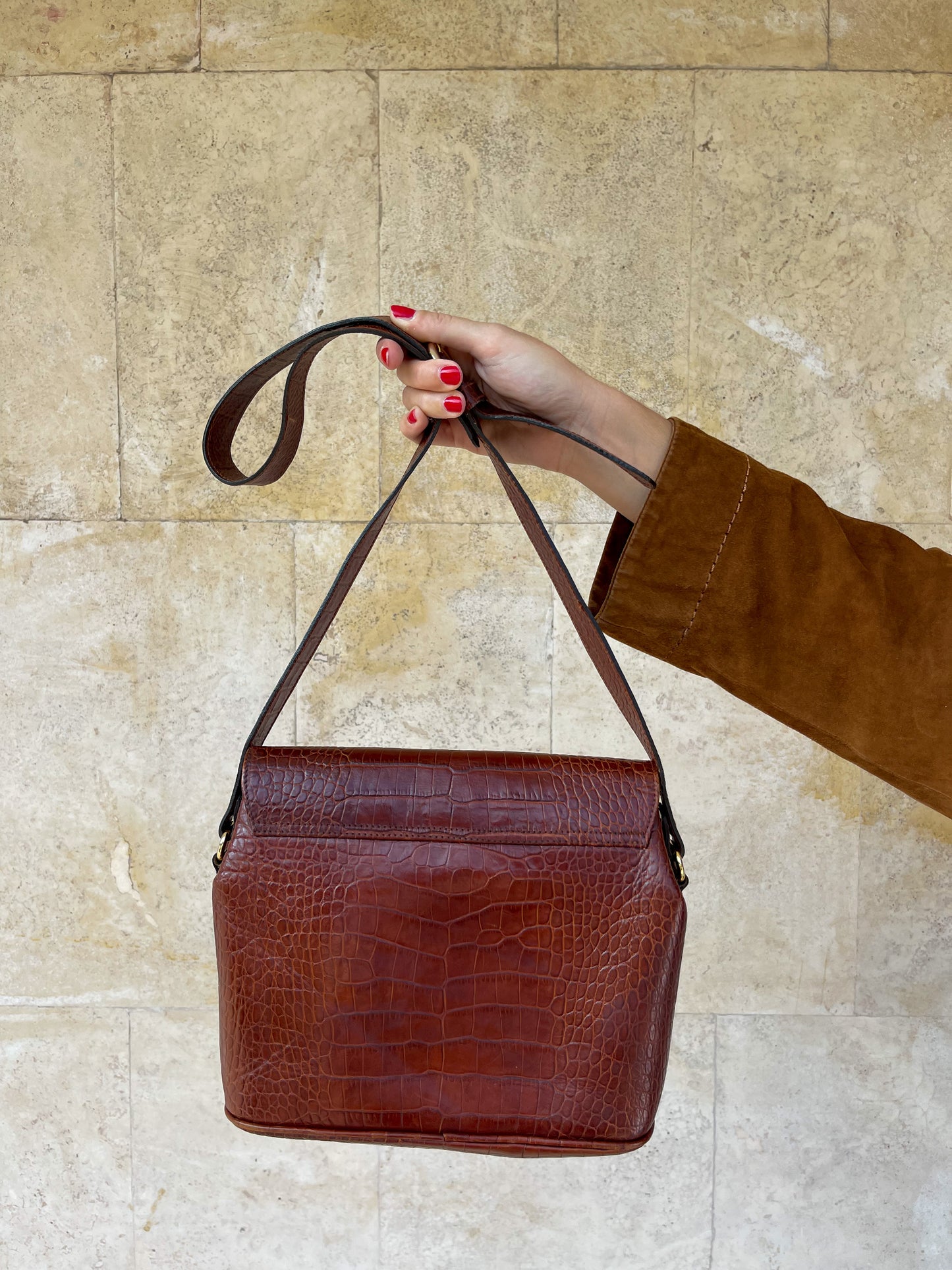 BORSA A TRACOLLA CROC EFFECT