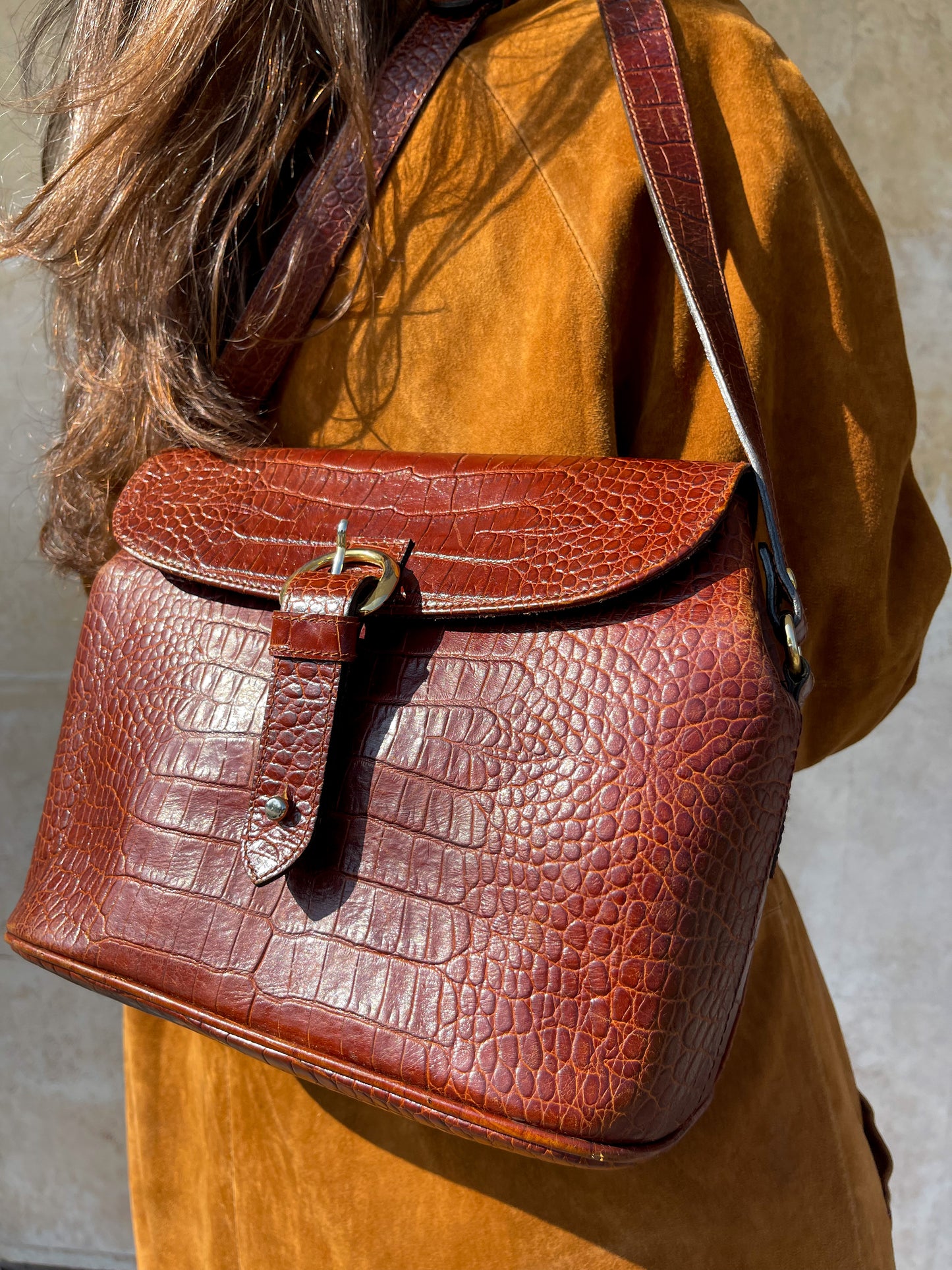 BORSA A TRACOLLA CROC EFFECT