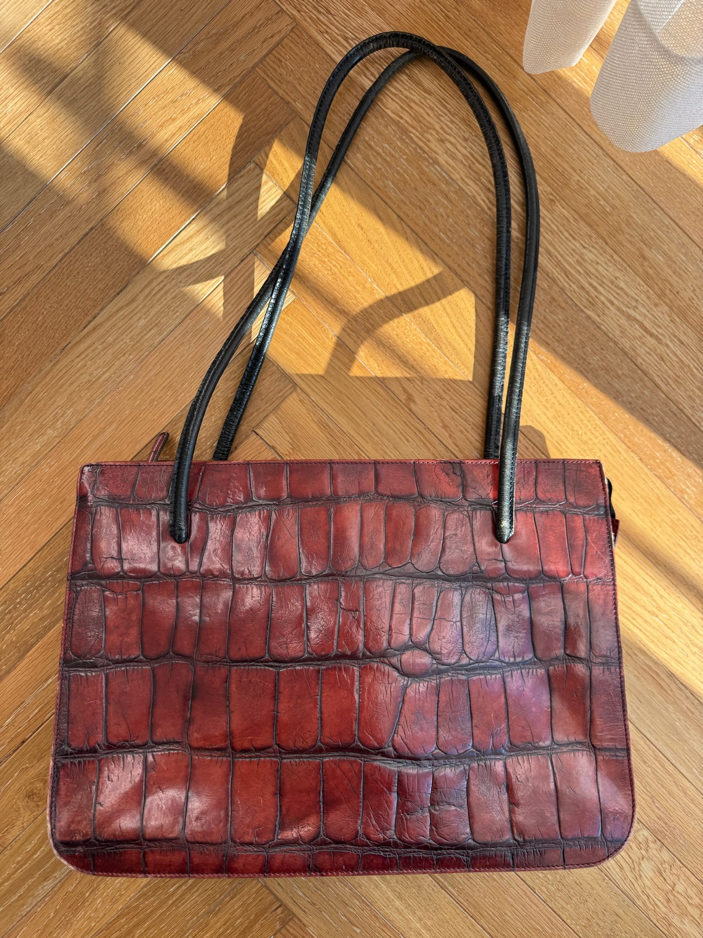 BORSA A SPALLA IN PELLE CROC EFFECT