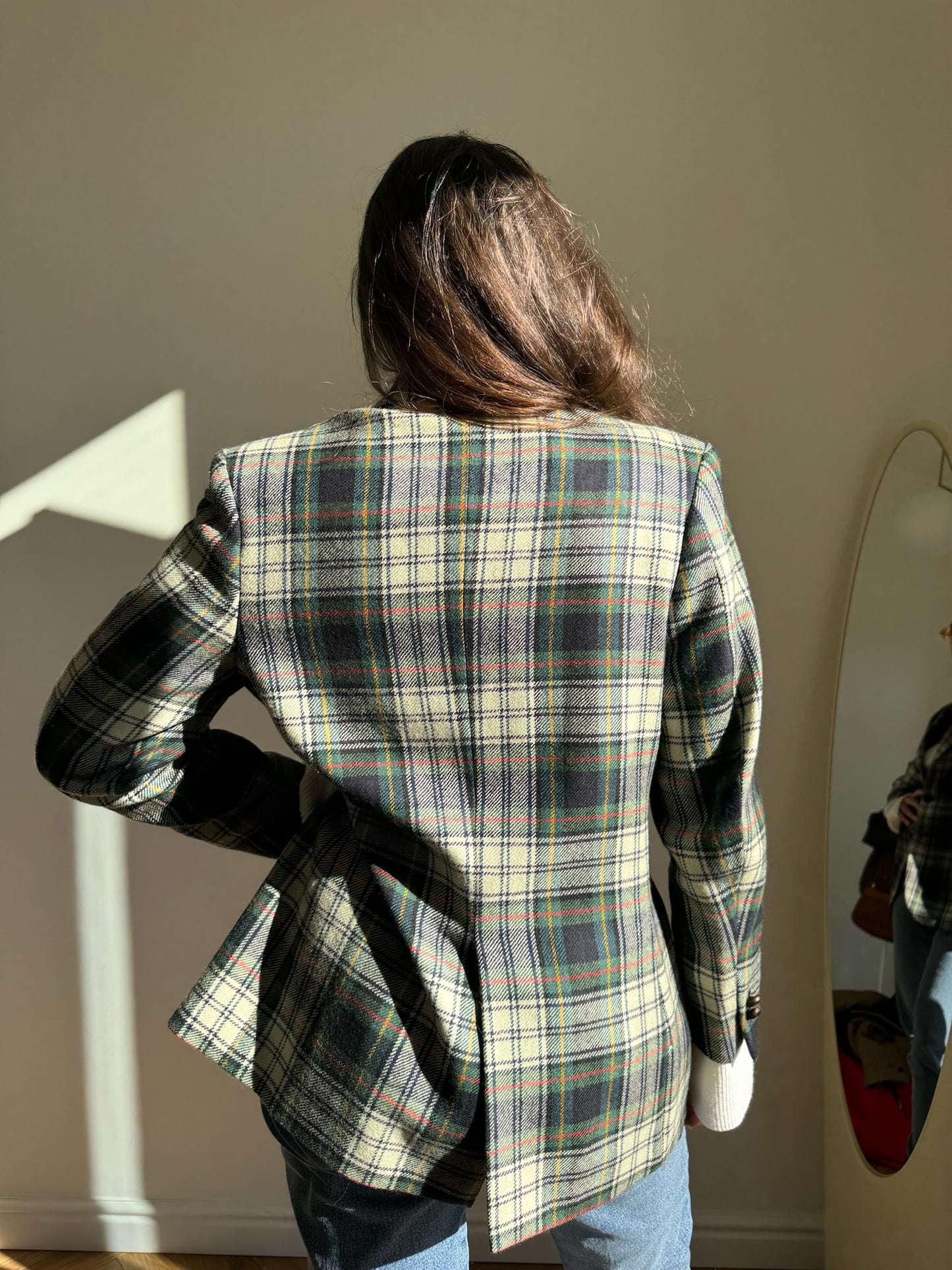 GREEN CHECK BLAZER IN WOOL