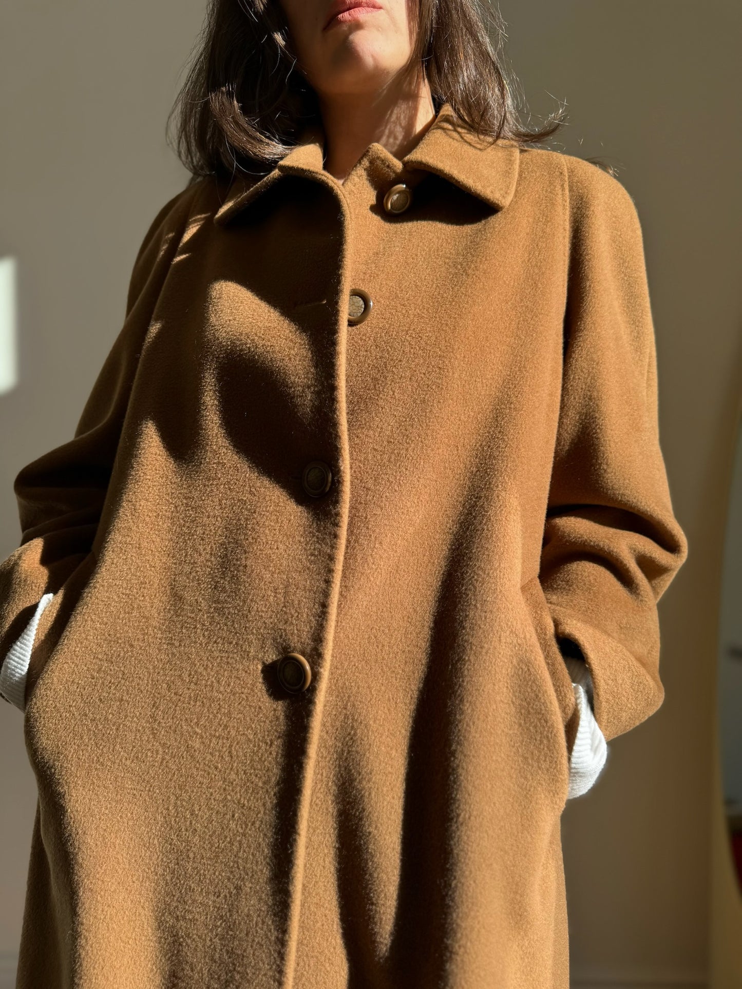 LONG CAMEL COAT IN WOOL