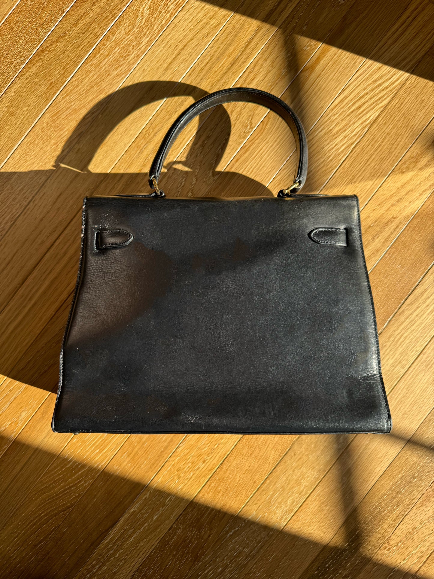 REAL BLACK LEATHER HANDBAG