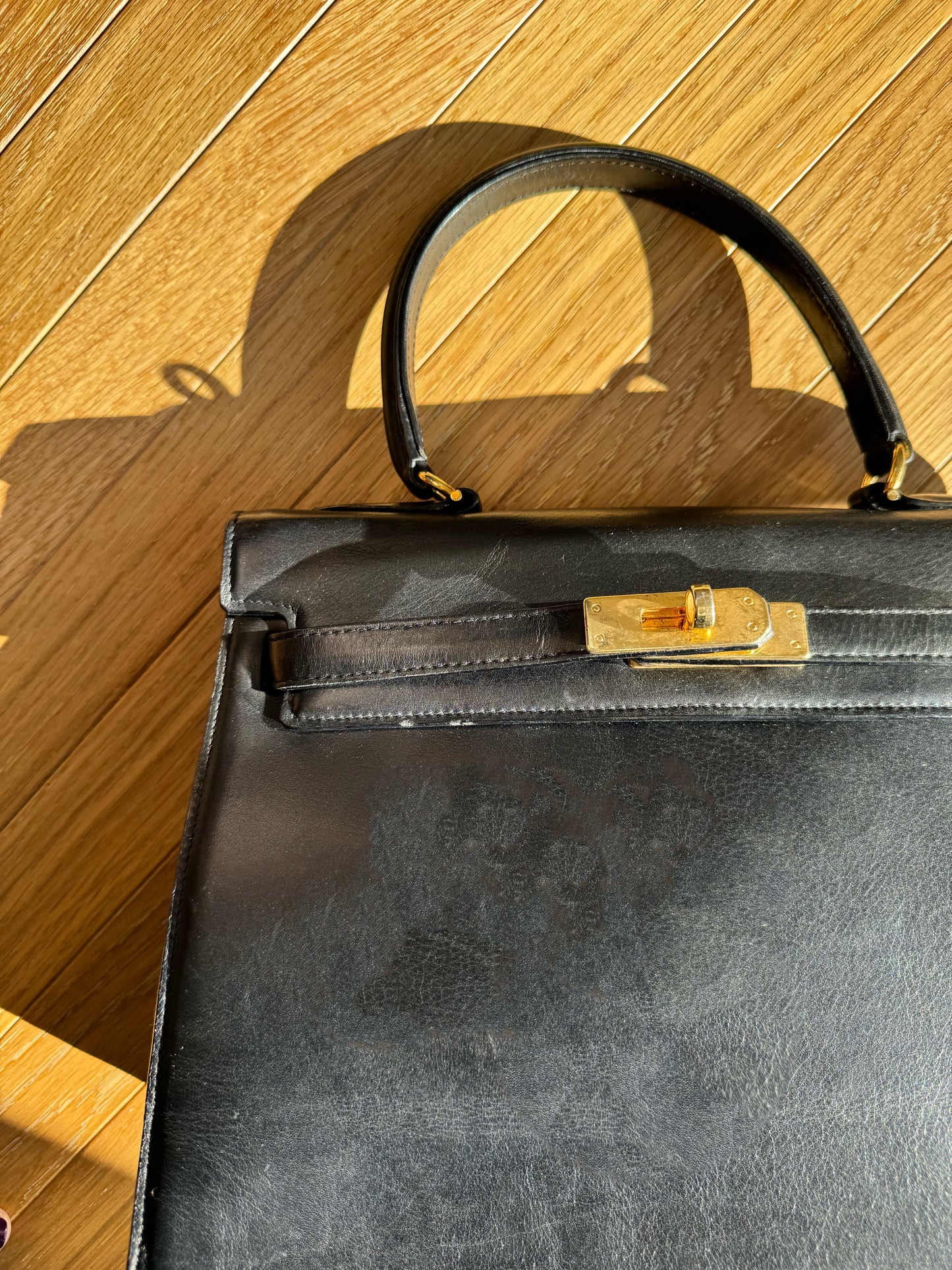 REAL BLACK LEATHER HANDBAG