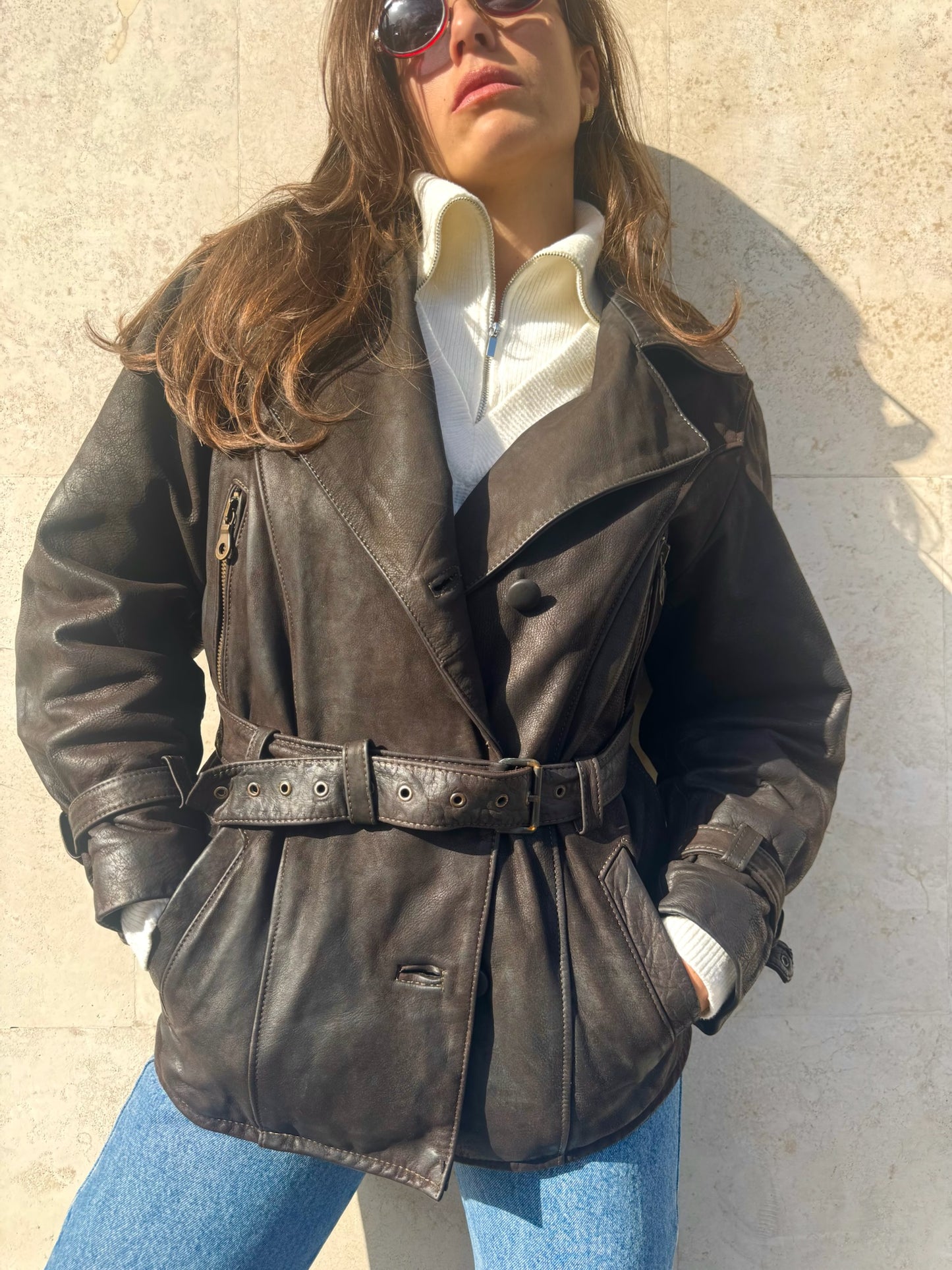 GIACCA IN VERA PELLE CON CINTURA