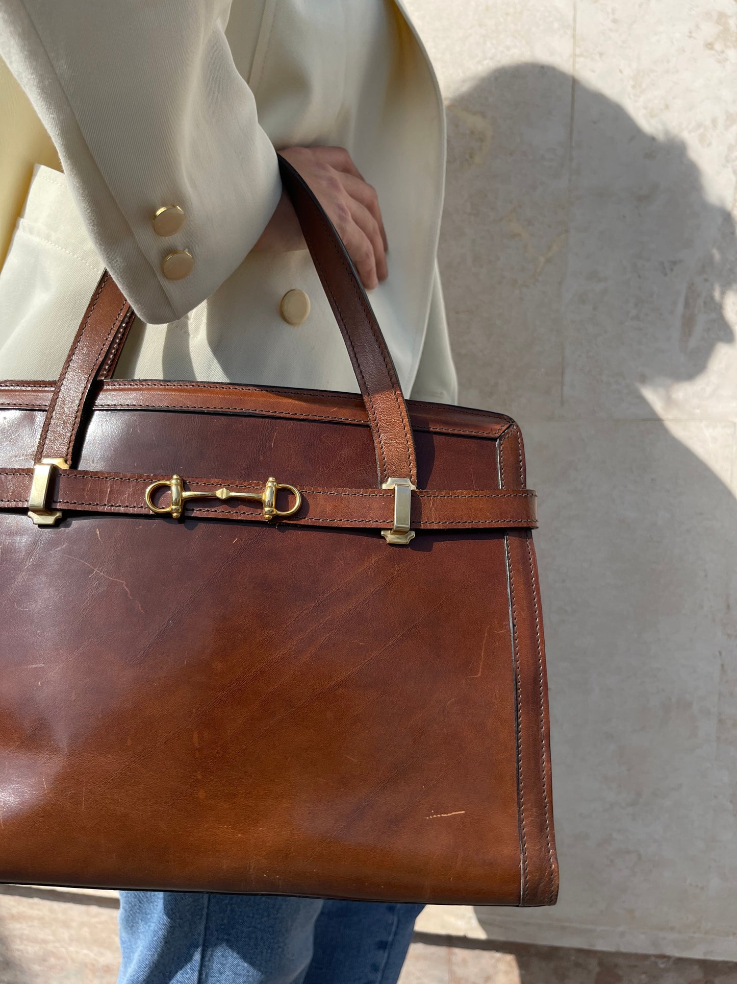 VINTAGE BROWN LEATHER HANDBAG