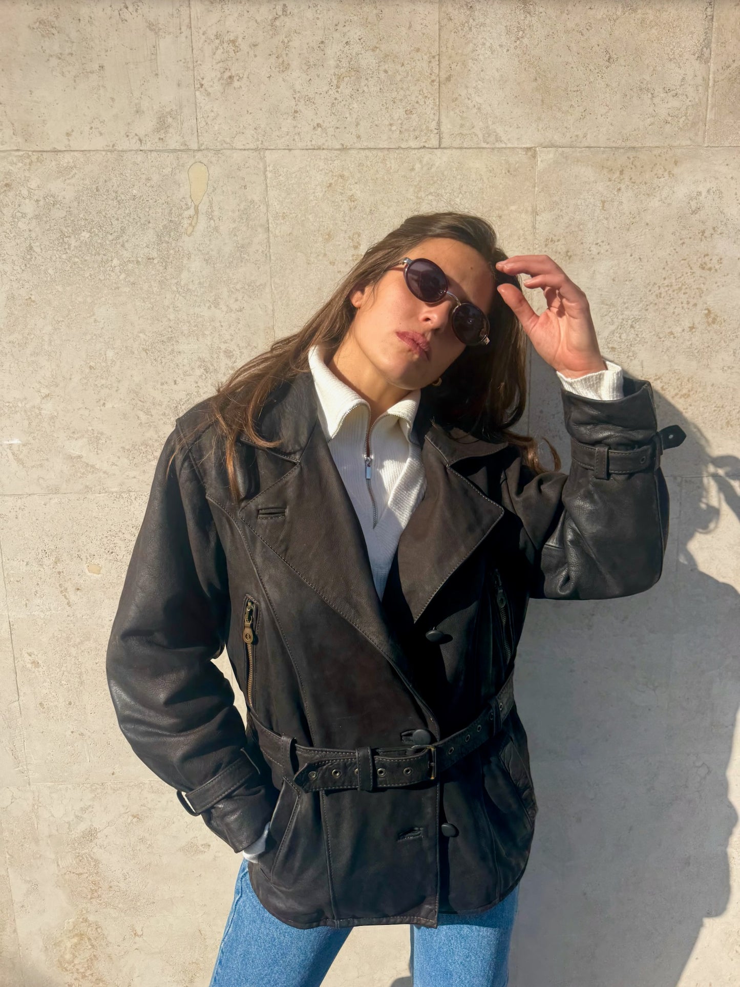 GIACCA IN VERA PELLE CON CINTURA