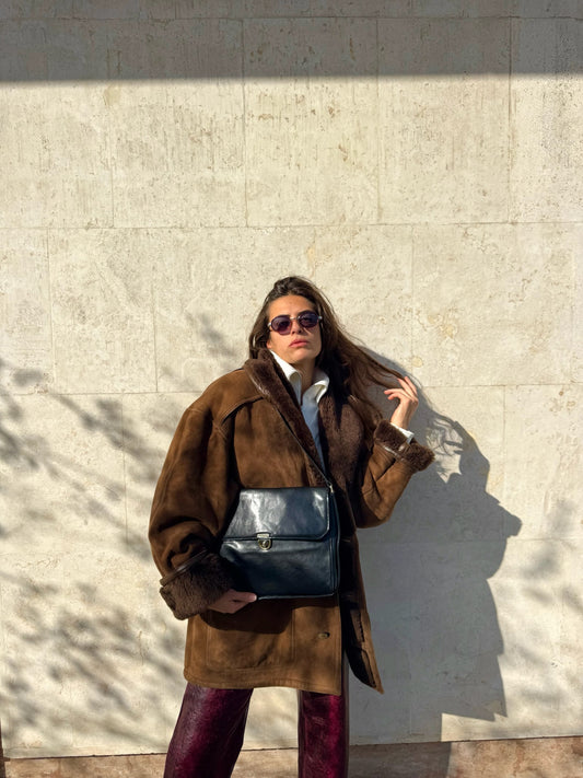 BORSA A SPALLA NERA IN VERA PELLE