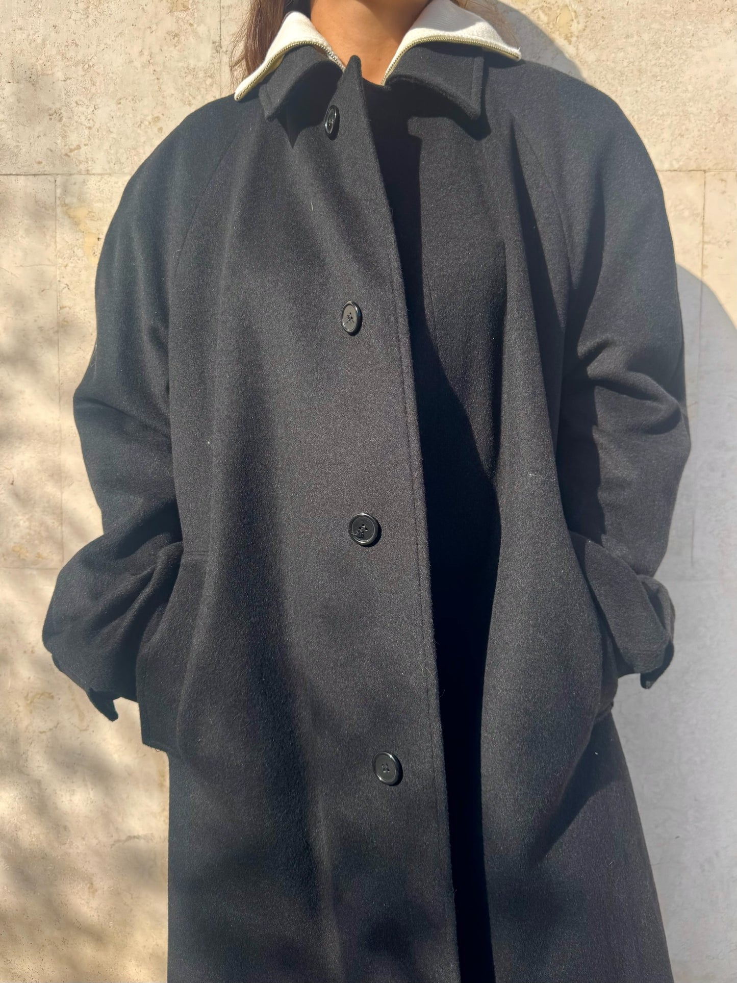 CAPPOTTO NERO LANA & CASHMERE