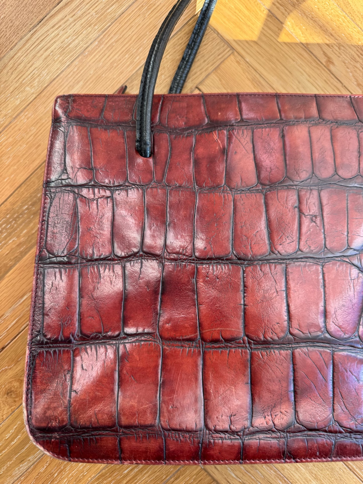 BORSA A SPALLA IN PELLE CROC EFFECT